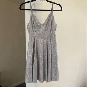 Lulus Mini Dress Silver Glitter Skater